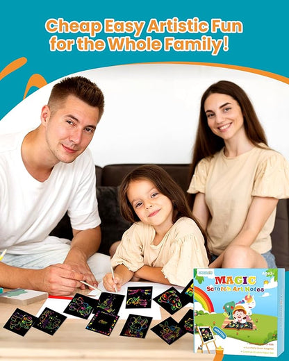 Smasiagon Rainbow Arts & Crafts for Kids - 125 Mini Scratch Paper Notes - Art Supplies Kids Toys Party Favor - Halloween Christmas Birthday Gift for Girls Boys