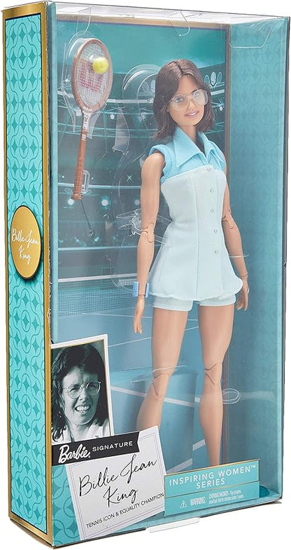 Barbie Inspiring Women Series Billie Jean King Collectible Doll, Approx. 12-in, Wearing Tennis Dress and Accessories, with Doll Stand and Certificate of Authenticity
