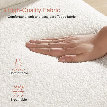 VECELO Rocking Chair, Modern Upholstered Teddy Fabric Nursery Glider with Padded Seat, High Backrest, Armchair and Pocket for Living Room Bedroom Balcony Offices