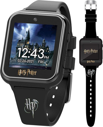 Accutime Kids Harry Potter Educational Learning Touchscreen Black Smart Watch Toy with Black Strap for Girls, Boys, Toddlers - Selfie Cam, Games, Alarm, Calculator, Pedometer (Model: HP4096AZ)
