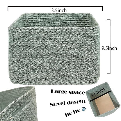 COMFY-HOMI Square Woven Cotton Rope Basket for Organizing, Gift Baskets for Handles, Empty Gift Baskets, Toy Basket for bins|13.5" x 11" x 9.5" home decor for Living Room, Bathroom