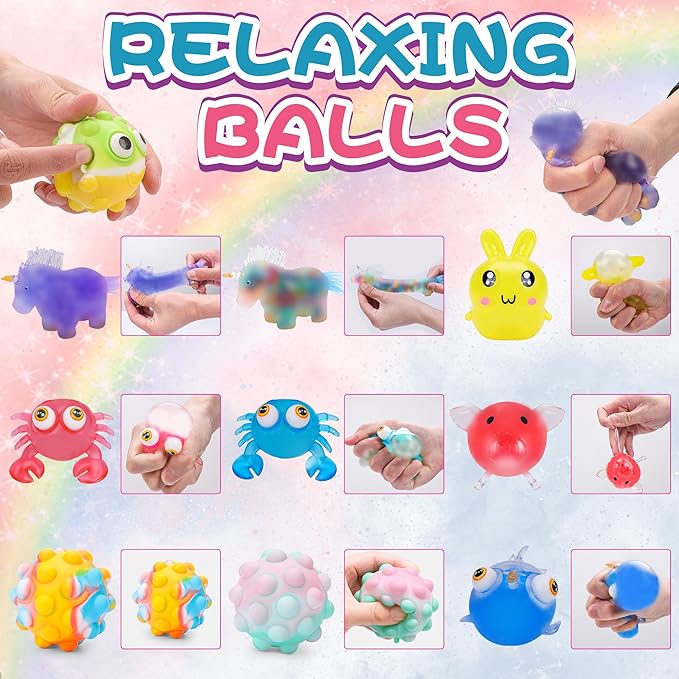 36 Pack Stress Balls, Squishy Balls, Squishy Fidget Stress Relief, Squeeze Ball for Adults Stress Relieve, Prize Box for Friends, Party Favors