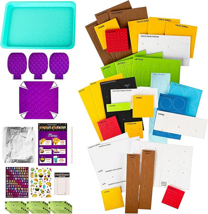 Fashion Angels Tacos and Burritos Sticker Stackers, Foam Sticker Stacking Set with 3D Modeling, Includes Play & Pretend Food Stackable Stickers, Craft Activity Kit for Kids