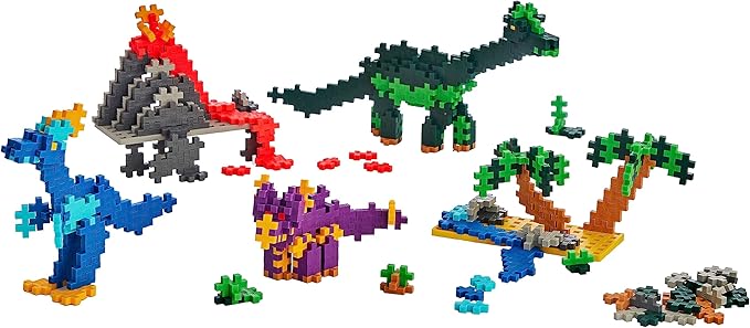 Plus-Plus: Learn to Build - Dinosaurs - 400 Piece Set - 2D & 3D Dino Construction Building STEM Toy, Interlocking Mini Puzzle Blocks, Kids Ages 5+