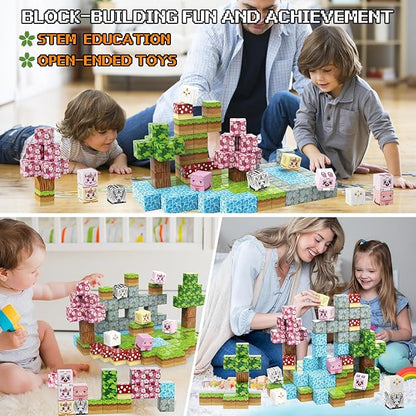 Magnetic Blocks Building Toys,108PCS Magnetic Building Blocks,Magnets Cubes Garden Set,Toddler STEM Sensory Construction Toys 3 4 5 6 7 Girls Boys Christmas Birthday Gifts for 3+ Years Old Kids