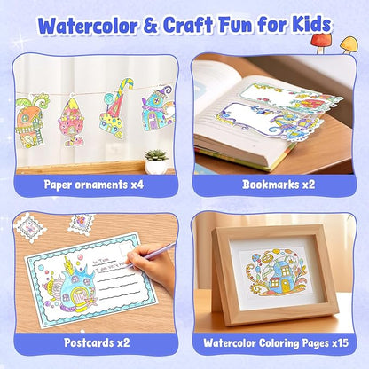 JoyCat Paint with Water Coloring Books for Toddlers, Watercolor Painting Sets for Kids Ages 3-5 4-8, Arts and Crafts Drawing Activities Toy Birthday Gifts for Boys Girls (Magic Playhouse)