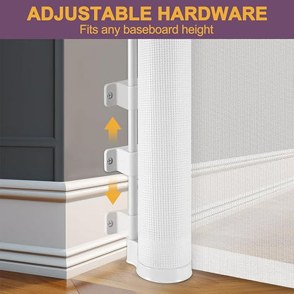 42" Tall X 100" Extra Wide Retractable Baby Gates for Large Openings Extra Tall Dog Gates for Doorway Tall Retractable Pet Gate Tall Mesh Gates for Kids Long Dog Gate for Indoor/Outdoor, White