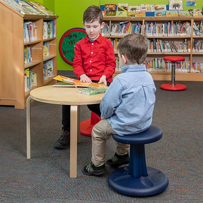 KORE Design Wobble Stool Chair, Girls + Boys Kid Desk Stools, Ergonomic Small Office Chairs, Flexible Seating for Active Kids, ADD/ADHD, Classroom, School, Home, Preschool (12in), Age 4-5 yrs, Blue