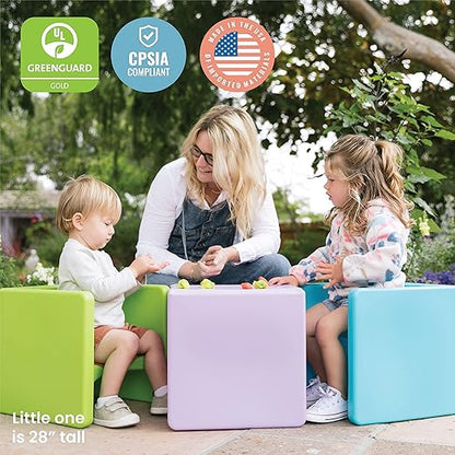 ECR4Kids Tri-Me 3-In-1 Cube Chair, Kids Furniture, Cyan