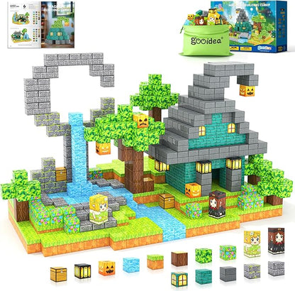Large Magnetic Blocks Kids Building Toys Mine Magworld Magic Enchanted Building Craft 1'' Cubes, Construction Sensory Toys for 3+ Year Old Boys Girls, Game Gifts for Kids Ages 4-6, 5-7, 4-8, 8-12