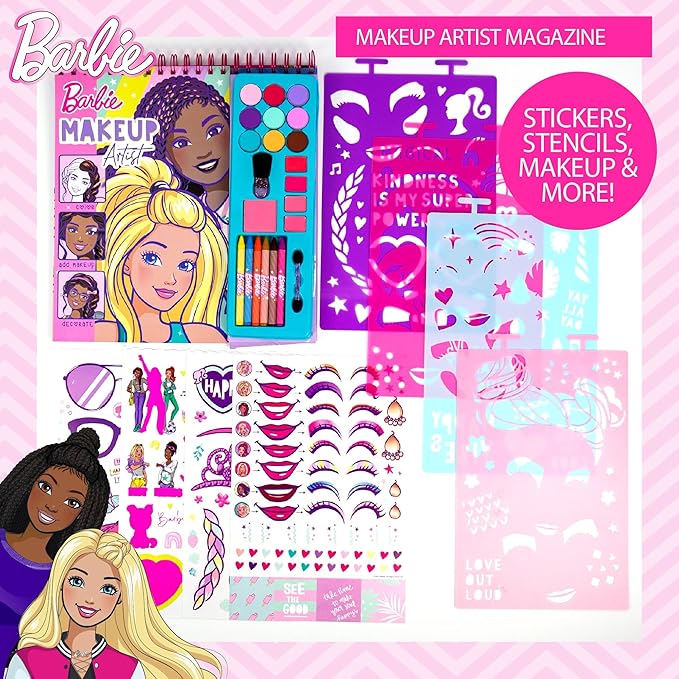 Horizon Group USA Barbie Makeup Artist Magazine, Create Your Own Hair & Makeup Looks Using 130+ Stencils, 180+ Stickers, Crayons, Pretend Makeup & More