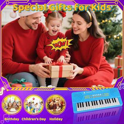 Upgraded 37 Key Keyboard Piano Kids Toy for Toddlers Electric Pianos with Microphone Music Toys for 3 4 5 6 7 Year Old Girls Boys Birthday Gifts (Blue)