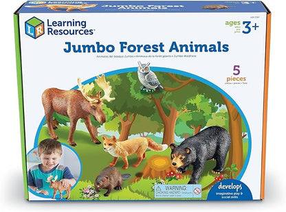 Learning Resources Jumbo Forest Animals - 5 Pieces, Ages 3+ Pretend Play Animals for Toddlers, Preschool Learning Toys, Kids Play Animal Figures, Zoo Animals