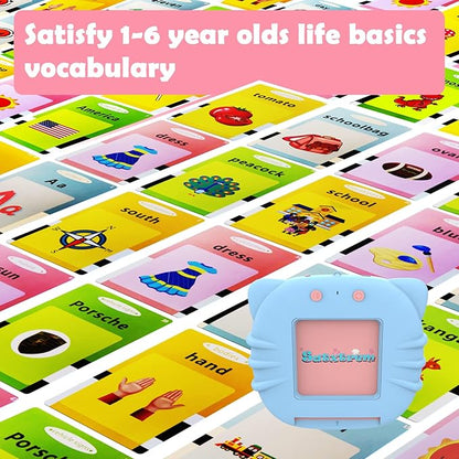 ABC Learning Toys for Toddlers 1-6, Pocket Speech Therapy Toys for Autistic Children, Talking Flash Cards 384 Sight Words, Montessori Sensory Educational Gifts for Boys Girls(Blue)