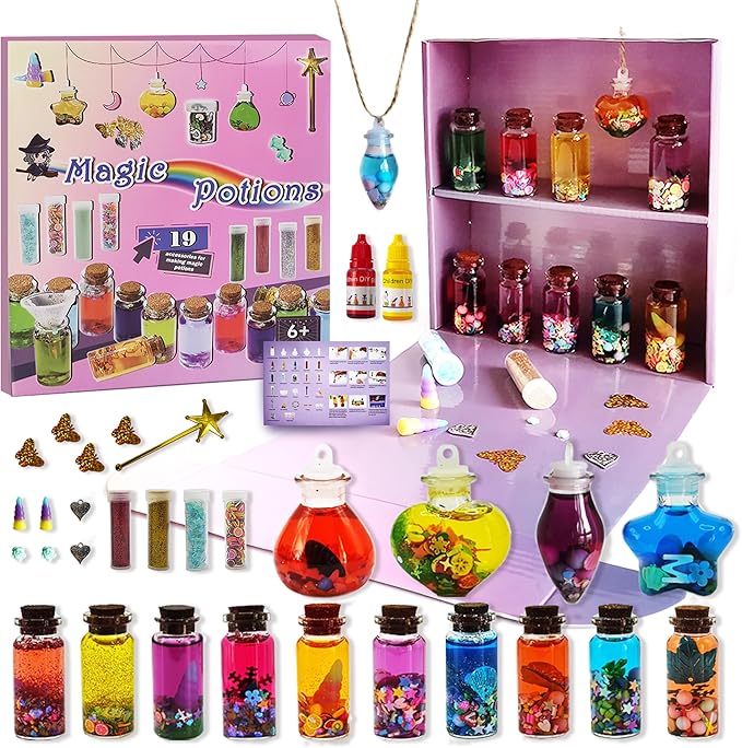 Fairy Mixies Potions Set with Magic for Kids, DIY 19 Bottles Mixies Potions for Christmas, Creativity‌ Art Craft Toy for Girls, Fun Birthday Gift Toys for Girl 6 7 8 9 10