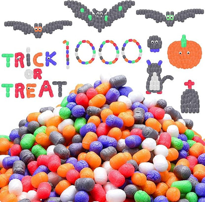Junkin 1000 Pcs Magic Noodles Foam Crafts Puffs Corn Super Crafts Arts Kit Bulk Building Blocks Model Toys Valentines Kid Gifts for Kindergarten School Stimulates Creativity Supplies(Bright Colors)
