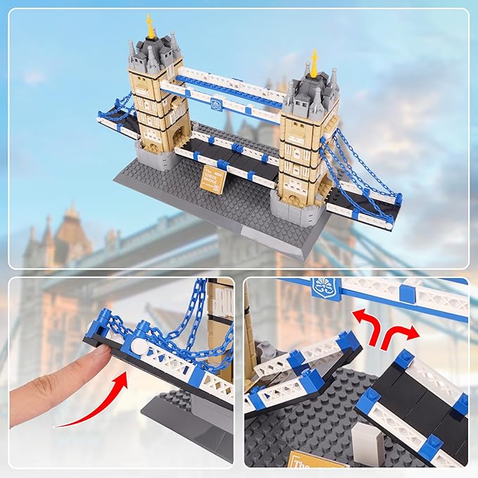 Oichy Tower Bridge Model Building Kits, World Famous Architectural Building Blocks Set, Collection Tower Bridge Toys Gifts Set for Adults and Kids(969 PCS)