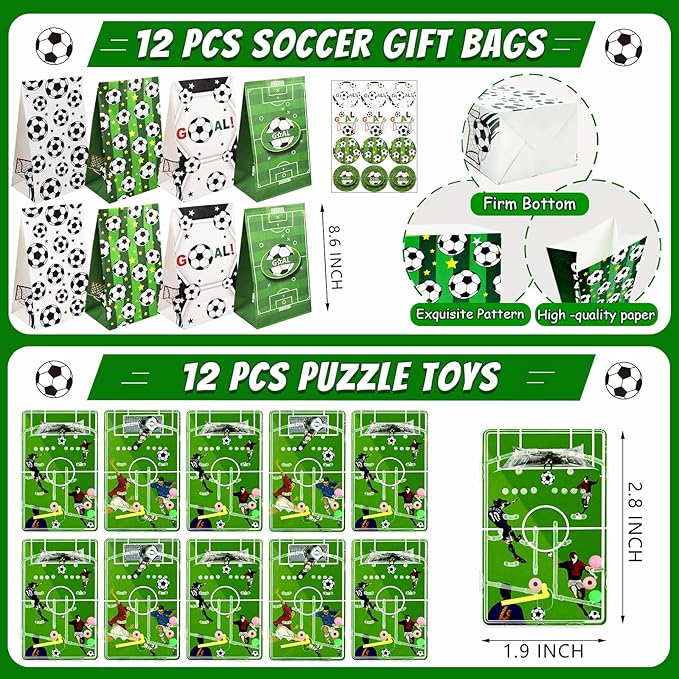 158 PCS Soccer Party Favors Set with Soccer Goodie Bags Soccer Slap Bracelets Soccer Straws Puzzle Tattoo Stickers Erasers Keychains Whistle Soccer Party Supplies Soccer Party Decorations