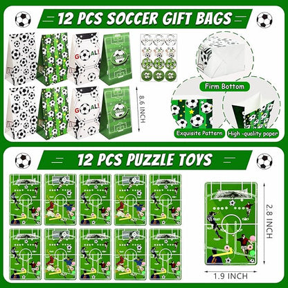 158 PCS Soccer Party Favors Set with Soccer Goodie Bags Soccer Slap Bracelets Soccer Straws Puzzle Tattoo Stickers Erasers Keychains Whistle Soccer Party Supplies Soccer Party Decorations