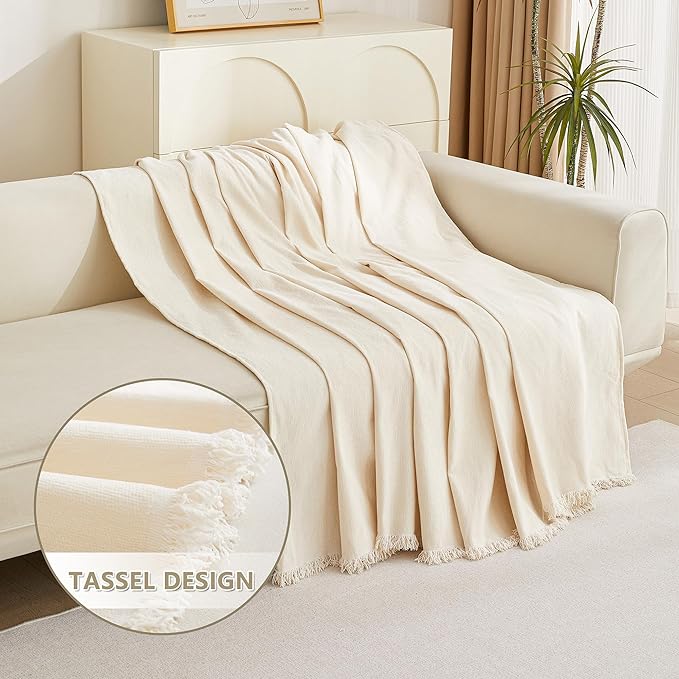 MYSKY HOME Couch Cover for Pets Beige Couch Covers for 3 Cushion Couch Sofa Couch Cover Sectional L Shape Chenille Couch Cushion Covers for Pets, Throw Couch for Dogs, Kids, 71" X150"