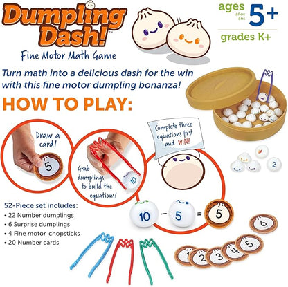 Learning Resources Dumpling Dash! Fine Motor Math Game, Kindergarten Homeschool, Math Games, Kindergarten Toys, Ages 5+