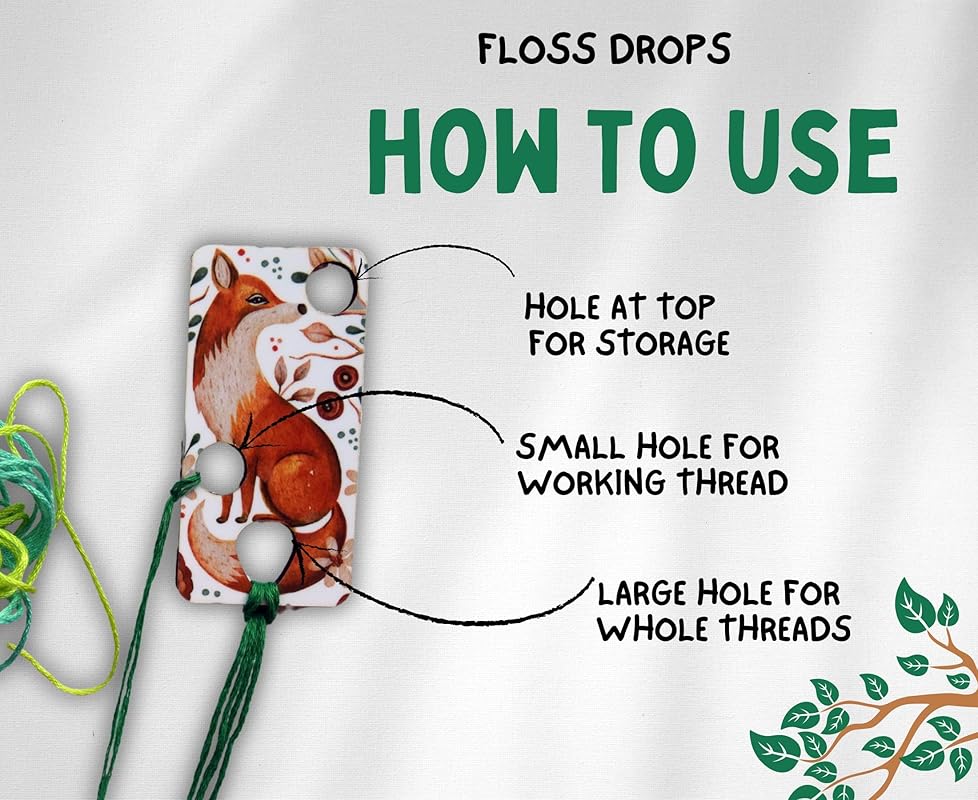 Floss drop for cross stitch fox wooden floss drops cross stitch thread drops organizer floss drop for cross stitch kit fox embroidery floss storage holders for threads cross stitch retreat gifts