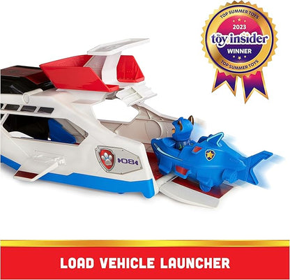 Paw Patrol Aqua Pups Whale Patroller Team Vehicle with Chase Action Figure, Toy Car and Vehicle Launcher, Kids Toys for Ages 3 and up