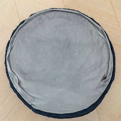 Pouf Ottoman Stuffed 20x20x12 Inches Floor Pouf Plush Fiber Ottoman Foot Rest Under Desk Foot Stool for Living Room Bedroom (Navy Blue)