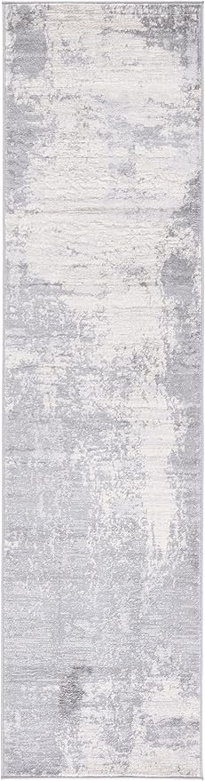 SAFAVIEH Jasper Collection Runner Rug - 2' x 8', Light Grey & Ivory, Modern Abstract Design, Non-Shedding & Easy Care, Ideal for High Traffic Areas in Living Room, Bedroom (JSP101F)