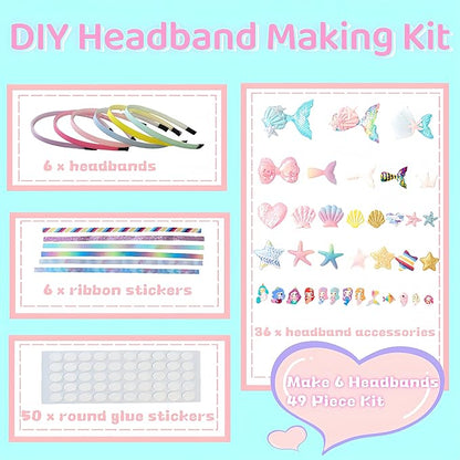 Girls Toy Mermaid Headband Craft for 4-8, Kids DIY Toy Hair Accessories Chrismas Crafts Gifts Set for 4 5 6 7 8 9 10 Years Old Girl Art Craft Sets, Birthday Gift Christmas Stock Stuff for Girls