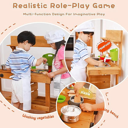 Mud Kitchen, Play Kitchen, Kitchen Accessories and Garden Sink, Kids Outdoor Kitchen Playset with Faucet, Mud Kitchen for Kids Outdoor