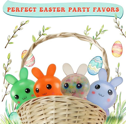 Easter Basket Stuffers,Easter Basket Essentials,4pcs Squishy Easter Bunny Stress Balls for Adults,Easter Stress Relief Fidget Balls,Easter Party Favors Easter Basket Ideas Gifts