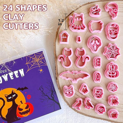KEOKER Halloween Polymer Clay Cutters - 24 Shapes for Jewelry & Earrings