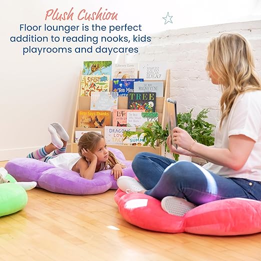 ECR4Kids SoftZone Flower Floor Pillow, Seating Cushion, Purple