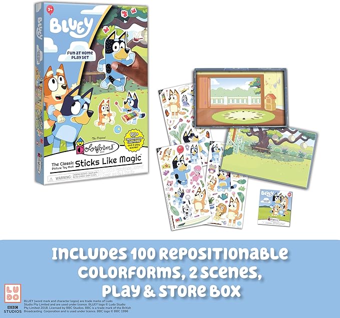 Colorforms Bluey Set - Repositionable Pieces Stick Like Magic - Scenes and Pieces from The Show Bluey for Storytelling Imaginative Play - Ages 3+