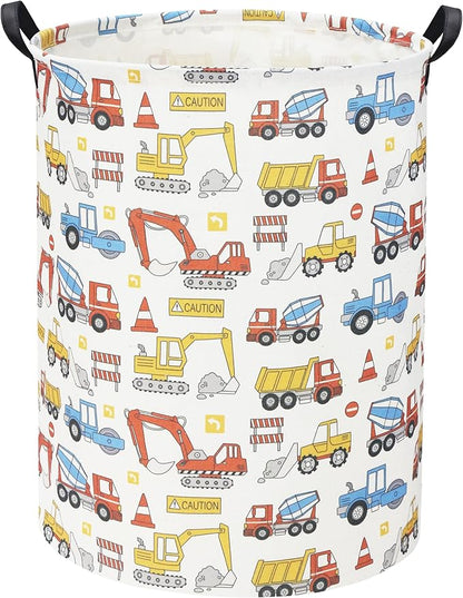 HIYAGON Kids Laundry Basket Baby Hamper for Nursery Boy Kids Hamper Cute Kids Toys Storage Bin Organizer Engineering Vehicle Room Decor for Home(Engineering Vehicle)