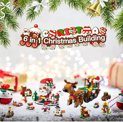 Calendar 2024 Christmas Building Blocks Set, 6 IN 1 Christmas Toys, Building Blocks Toys Holiday Countdown Calendars, Ideas Gift for for Teens Boys Girls 6-12 Year (Small Santa)