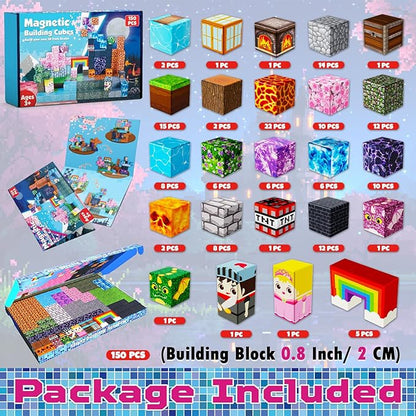 Magneverse 150 PCS 0.8in Magnetic Blocks - Easter Toys, Magnetic Building Blocks Cubes, Stacking Magnets, Birthday Easter Gifts for Age 3+ Years Old (Theme: Princess & Knight)