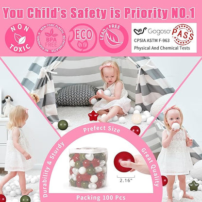 GOGOSO Ball Pit Balls,Plastics Balls for Ball Pit, Stars Hearts Shape for PastelBall for Toddlers Kids