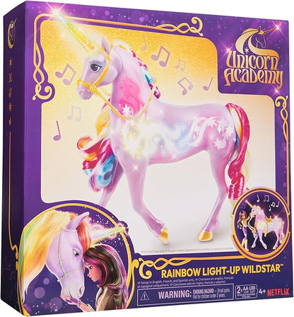 Unicorn Academy, Interactive Rainbow Light-up Wildstar with Lights, Sounds & Music, Easter Gifts Idea, Dolls & Unicorn Toys for Girls Ages 4 and up