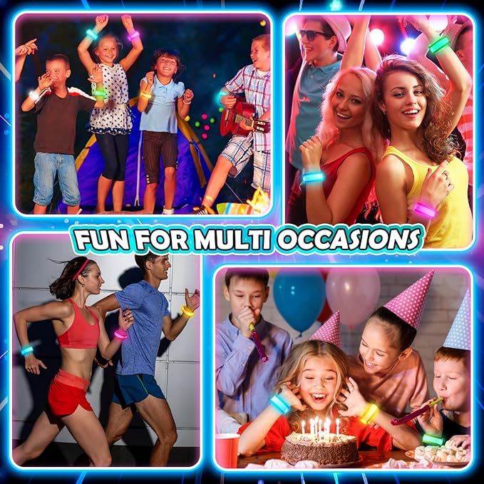 14/7 PCS LED Glow Bracelets, LED Light Up Bracelets for Kids Adults, Glow in The Dark Party Favors Supplies for Valentine's Day Gifts, Night Events, Concerts Rave Sports Accessories…