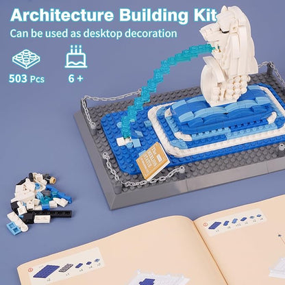 Oichy Merlion Building Blocks Set, 503 PCS Creative Toy Building Sets, World Famous Architecture Model Kits for Adults and Kids