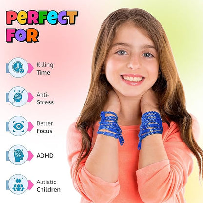 UpBrands 12-Pack Blue 7-Inch Zipper Bracelets – Ocean-Inspired Fidget Party Favors for World Oceans Day, Bulk Sensory Toys, and Peaceful Accessories for Kids