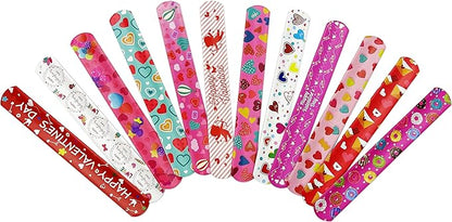 Valentine Slap Bracelets for Kids Valentines Day Slap Bracelets Bulk for Boys and Girls Holiday Slap Bracelet Party Favors Supplies Classroom Prizes Exchanging Gifts (24)