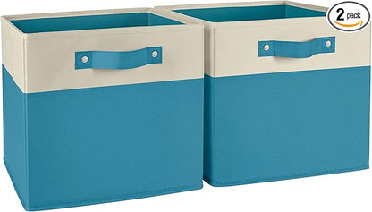 RiverRidge Kids storage bins - 10.5 Cube Storage Organizer with Handles - Turquoise Two-Tone closet organizers and storage for Toys, Shoes & More – Fits RiverRidge Cabinets