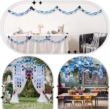 CHRORINE 600Pcs Colorful Paper Chains Strips for Birthday Party Decorations DIY Crafts Supplies (Blue, 1 x 7.08 inches)