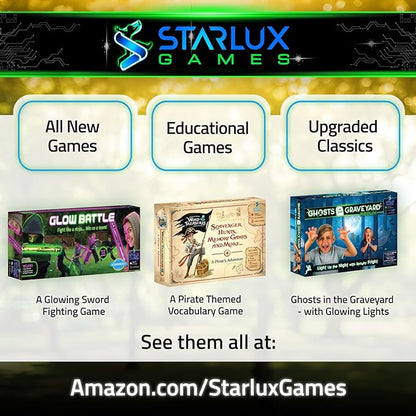 Starlux Games Glow Tag - an Outdoor Night Game for Kids | Ages 5+ | Includes 12 Light Up Bracelets & 12 Tag Games (Flashlight Tag, Freeze Tag & More) | Glow Games | Glow in The Dark Outdoor Toys