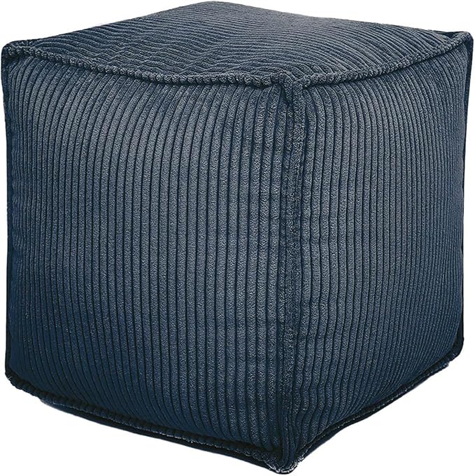 Louis Donné Unstuffed Pouf Ottoman Square Stylish Storage Empty Footrest Pouf Cover for Organizing and Decluttering Extra Clothes Blankets and Kids' Toys Greyish Blue (Only Cover)