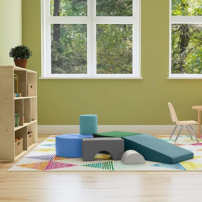 FDP Playtime and Climb Soft Play Set - 6-Piece Baby Climbing Blocks and Indoor Play Gym - Soft Play Climbing for Toddlers and Infants 10m+ (Contemporary)