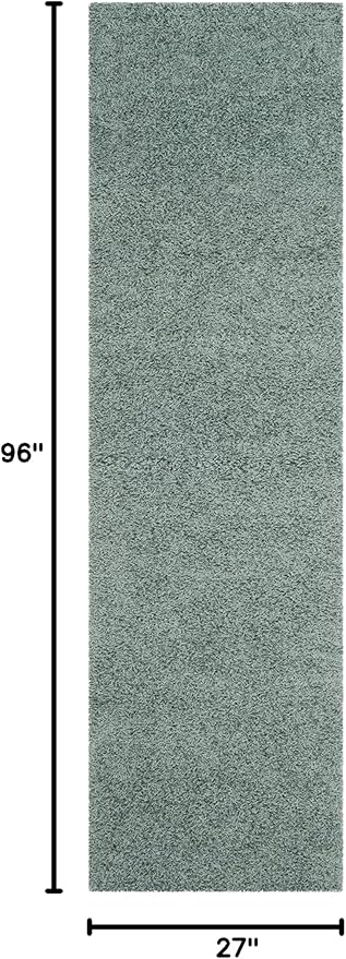 SAFAVIEH Athens Shag Collection Runner Rug - 2'3" x 8', Seafoam, Non-Shedding & Easy Care, 1.5-inch Thick Ideal for High Traffic Areas in Living Room, Bedroom (SGAS119D)
